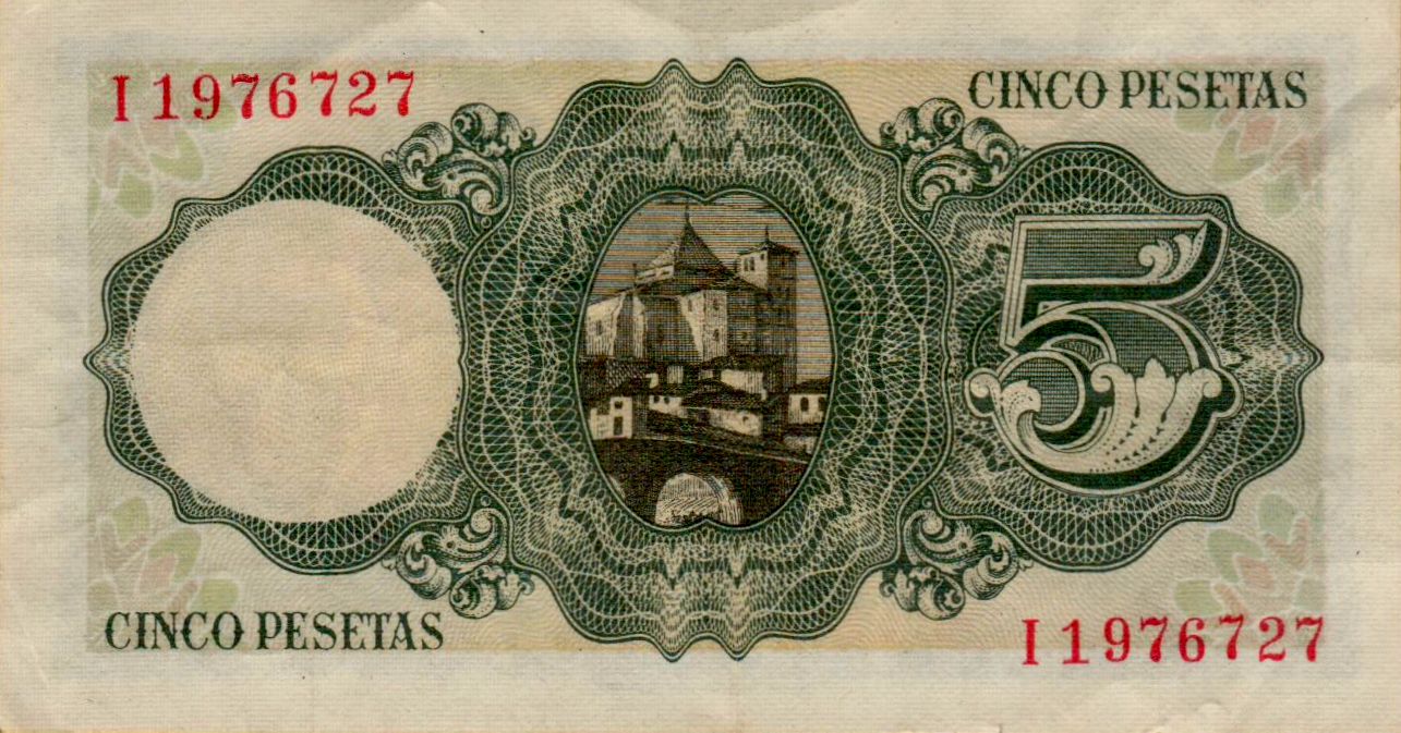 Spain 5 1951 XF P-140 <b>[Eight Digit#]</b>